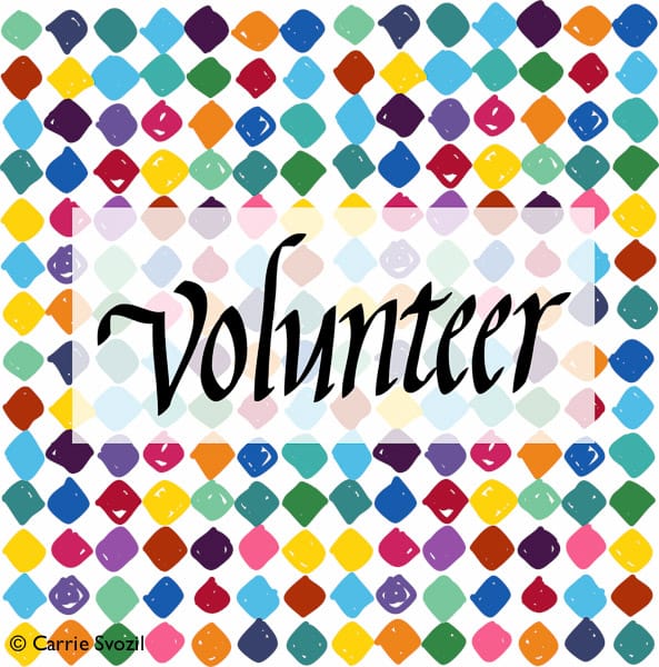 V is for Volunteer. Original artowrk copyright Carrie Svozil